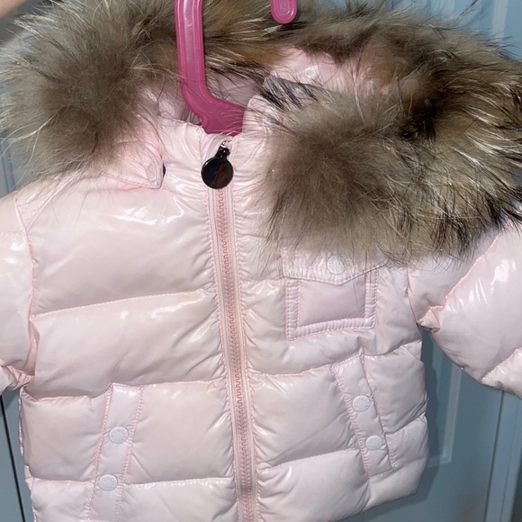 Pink moncler coat 3-6m the hood unbuttons ONLY VENMO